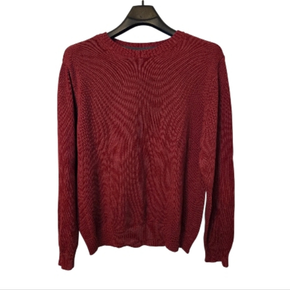 St. Johns Bay Vintage Red Cotton Knit Long Sleeve Pullover Sweater Men's XL EUC